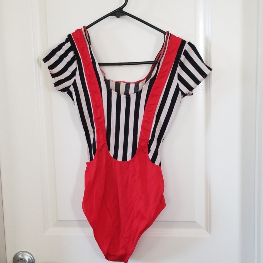 Red, black, and white leotard. M